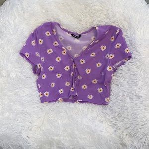 Purple flower crop top